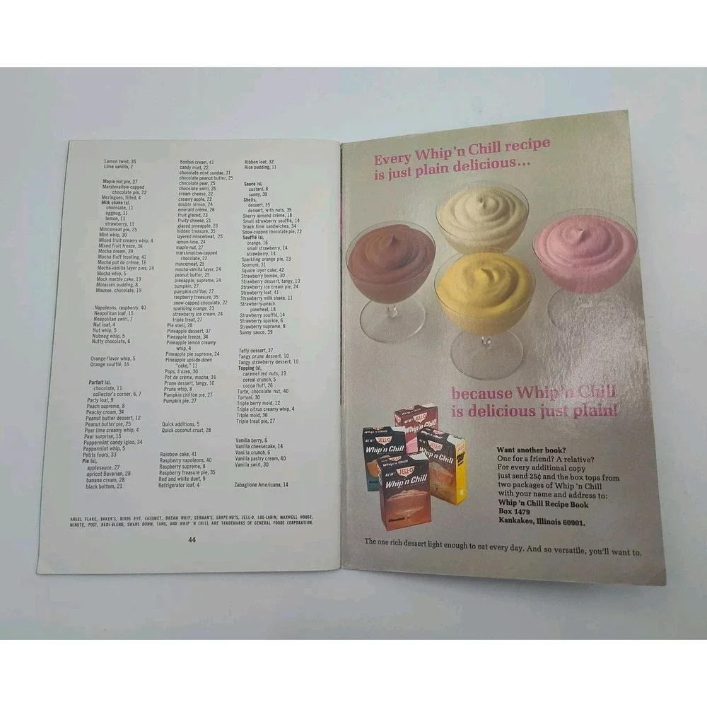 1965 RECIPE BOOK Whip'N Chill‎ Magical Desserts UNIQUE SEE B38.1GA0000